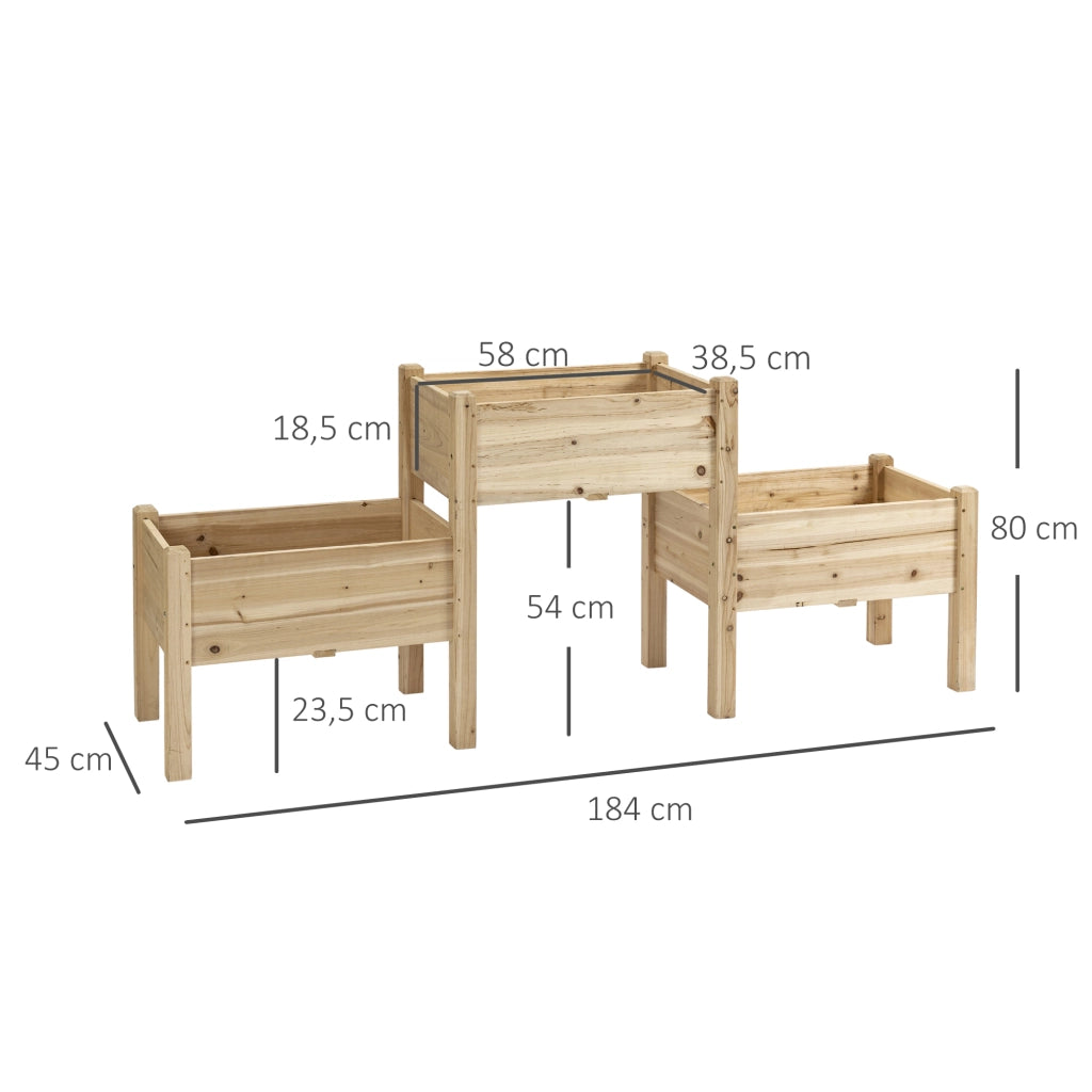 Fioriera da Giardino a 2 Livelli ¨C Zephmum ¨C Legno di Pino 184x45x80 cm