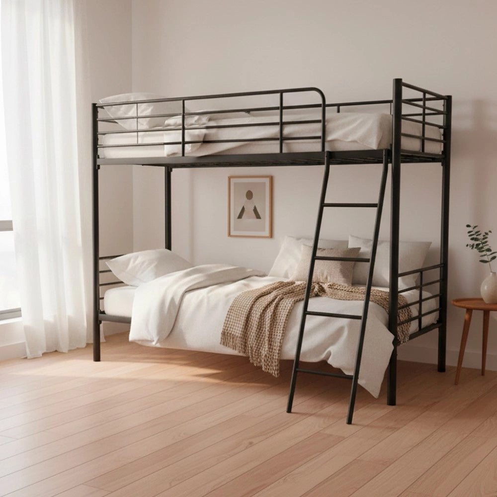 Letto a castello in metallo Monza colore nero 199x86.5x159.5