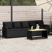 Divano da Giardino a 5 Posti con Cuscini-Sofa da Giardino-Divano da esterno Nero in Polyrattan 154016