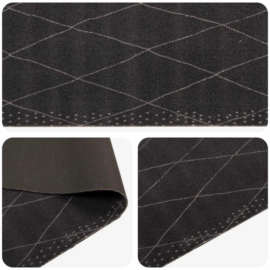 Tappeto da Cucina antracite a quadretti 180 x 60 cm 42045729