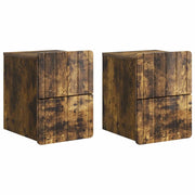 Mobiletto da notte a muro 2 pcs Rovere Fumo 33 x 34,5 x 43 cm