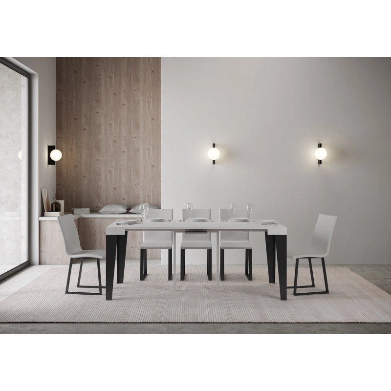 Consolle allungabile 90x40/196 cm Flame telaio Antracite - Bianco Frassino