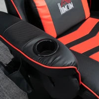 Sedia da Gaming Massaggiante con Poggiapiedi e Cuscino, in Finta Pelle, 79.5x82.5x111.5 cm, Nero e Rosso