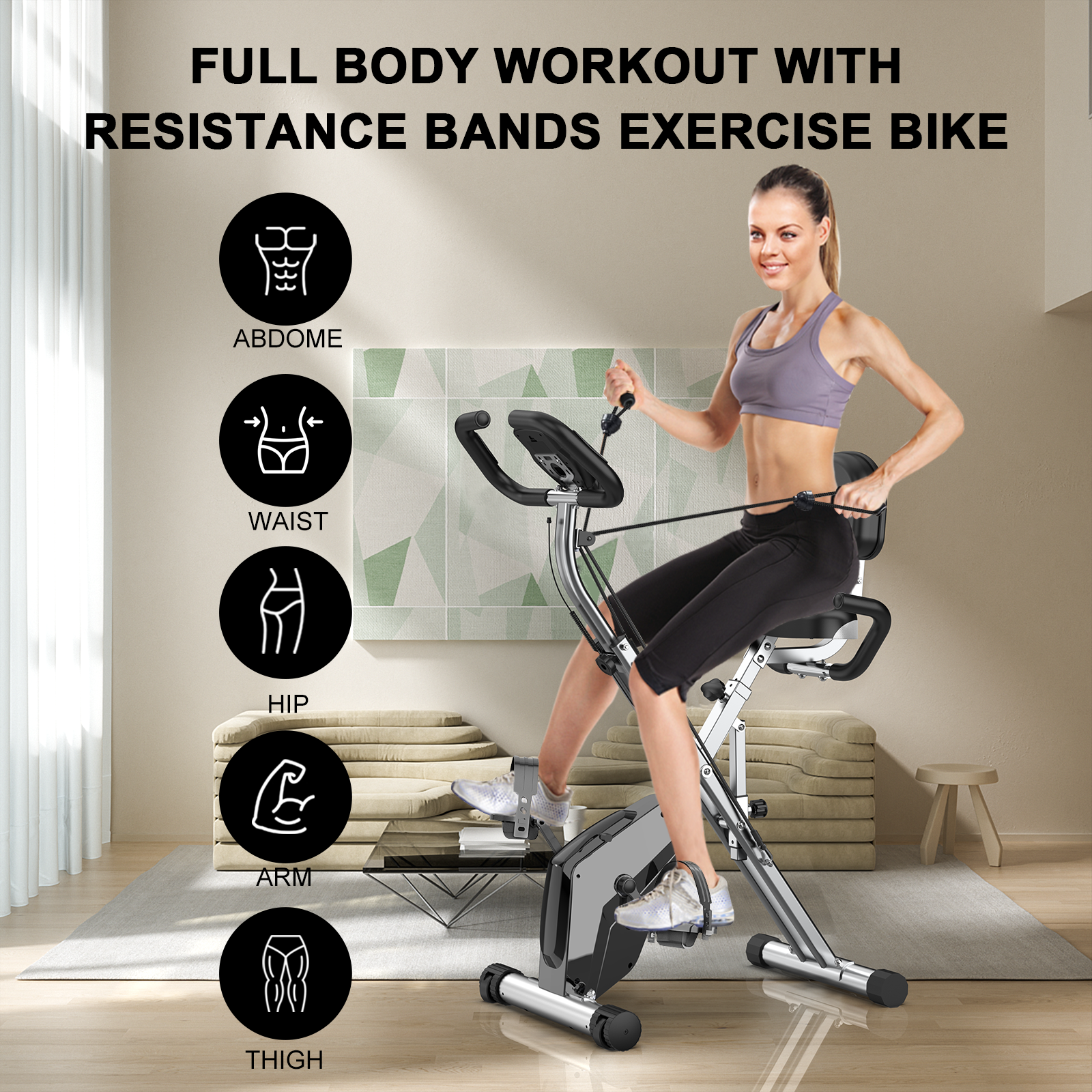 Cyclette Magnetica Pieghevole - RATTANTREE - con Display LCD e Sensore di Frequenza Cardiaca Cyclette - Argent