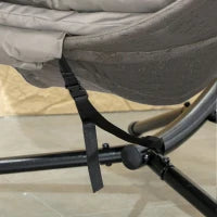 Sedia a dondolo da giardino, Sedia a Cestino, Stile boho, 116 x 125 x 172 cm, Sabbia e Nero