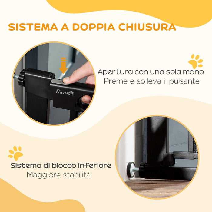 Cancellino per Cani Estensibile a Pressione con Chiusura Automatica 75-103x76 cm in Acciaio e ABS Nero