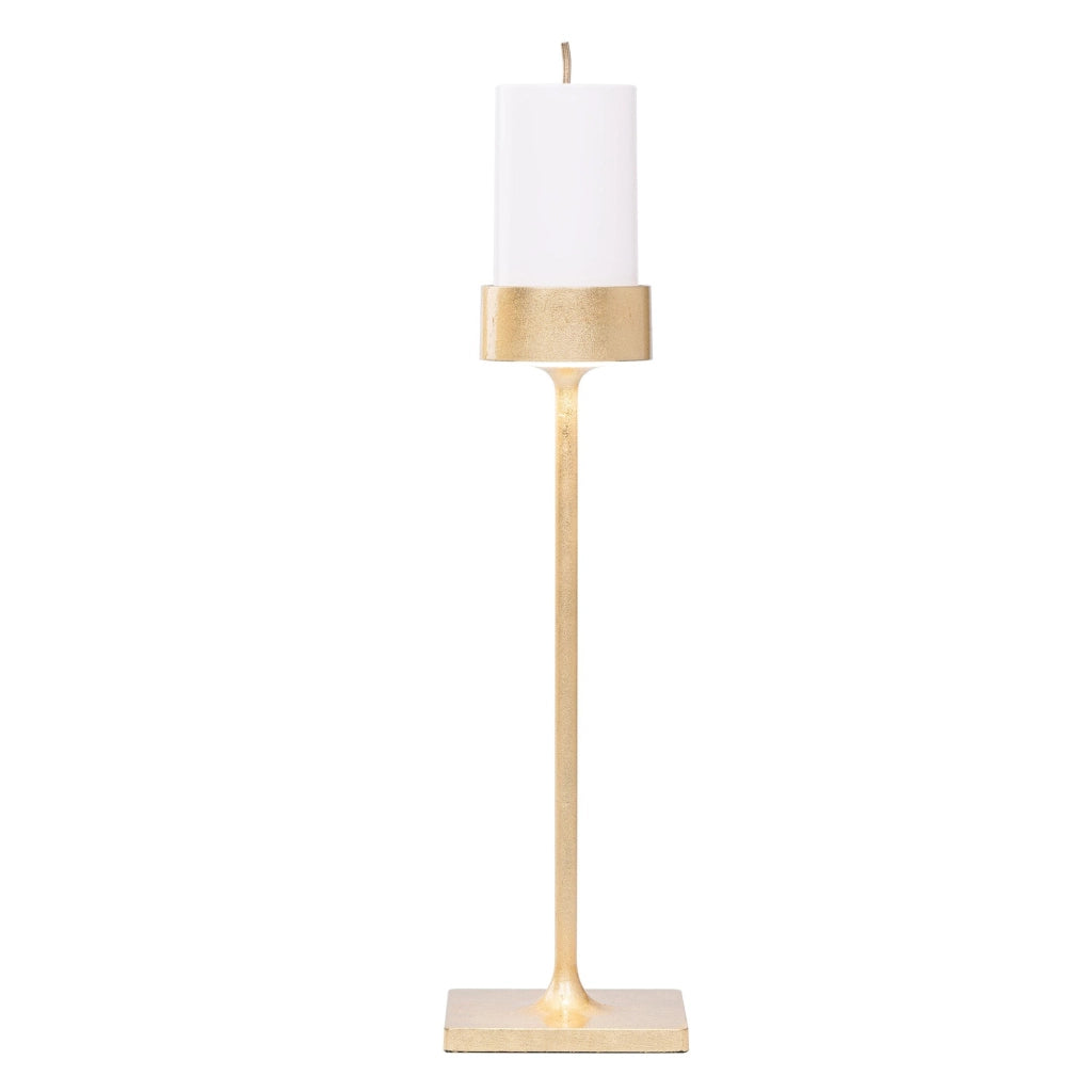 Perpetua Lampada da Tavolo Senza Fili a un Braccio, Versione Alta con Batteria Rimovibile, Finitura Foglia Color Oro, Design in Alluminio IP54