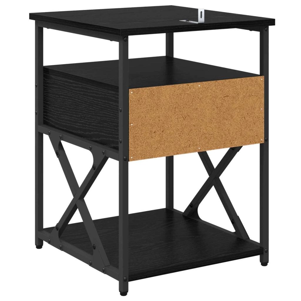 Comodino | Armadio da Notte | Mobiletto da notte Rovere Nero 40 x 42 x 55 cm Legno multistrato