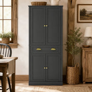 Mobile contenitore alto con 1 cassetto; 4 ripiani regolabili e 6 vani portaoggetti; nero; 80x40x182 cm