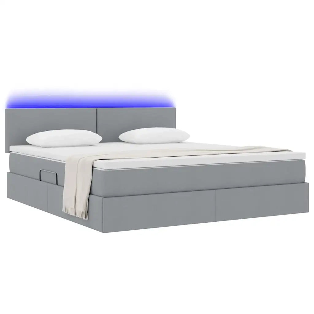 Letto con contenitore LED e materasso Grigio Chiaro