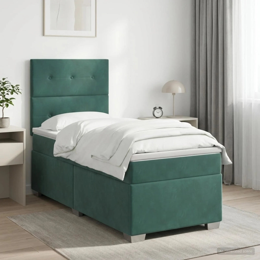 Letto box spring con materasso Verde Scuro 90 x 200 cm Velluto 3453569