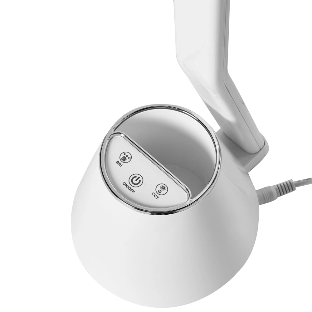 Lampada da scrivania moderna a LED Lampada da computer per ufficio domestico con portapenne 3 modalità CCT Dimmer Materiale sintetico Paralume regolabile bianco