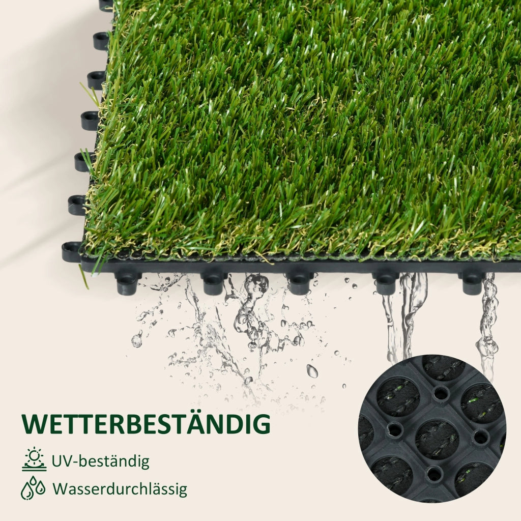 Tappeto erba sintetica per giardino ¨C zephmum ¨C verde, set 10 pezzi 30x30cm