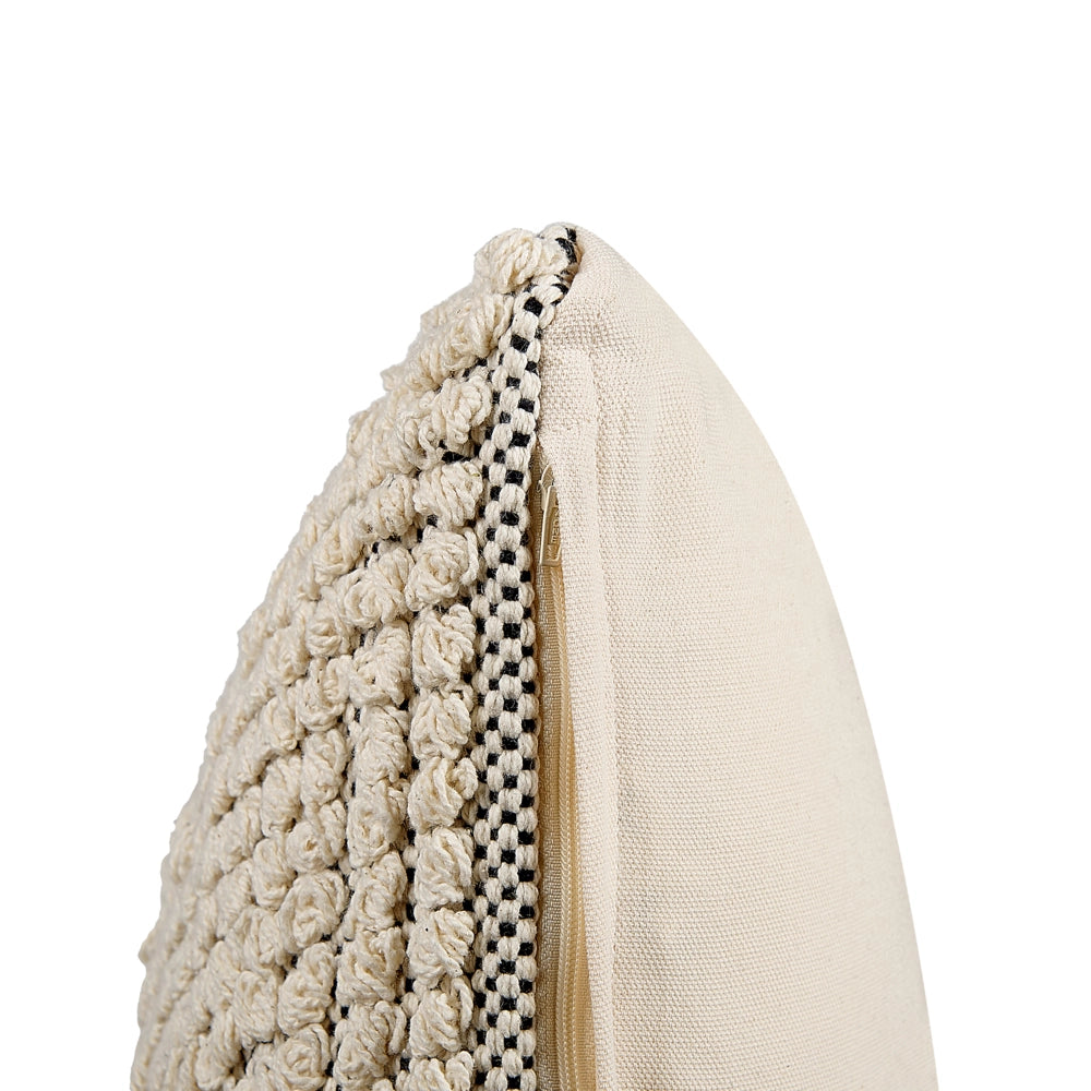 Set di 2 cuscini decorativi in cotone beige 45 x 45 cm tinta unita con fodera per cuscino Boho con nappe