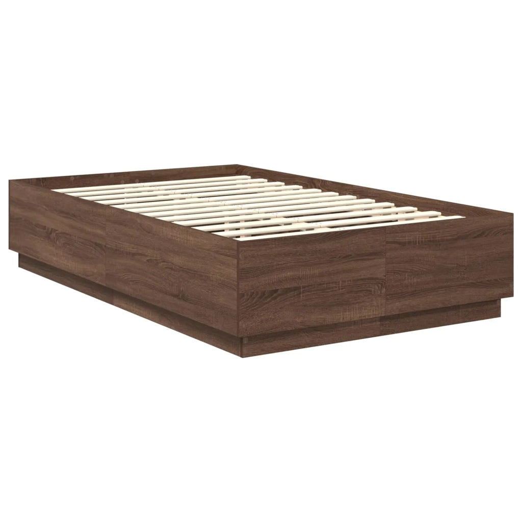 Struttura del letto con strisce LED Rovere Marrone 135 x 190 cm 3408088