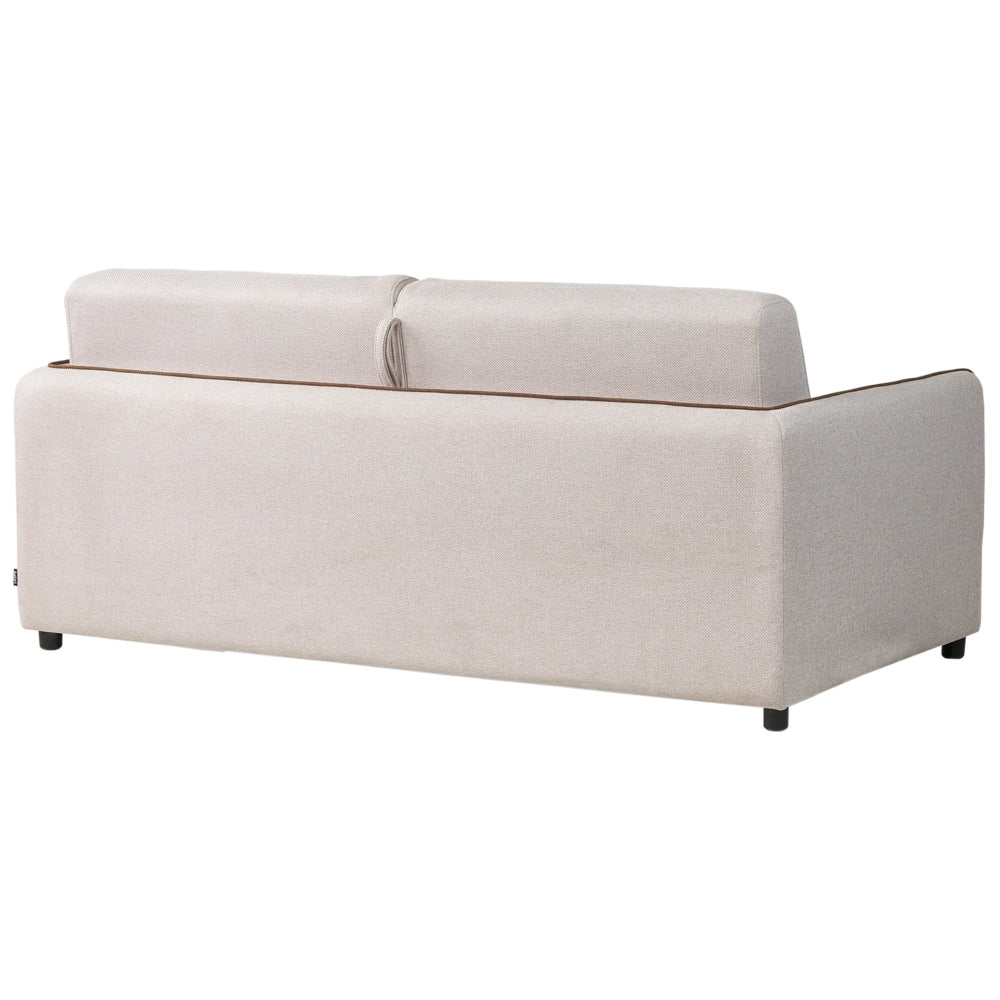 Divano letto in tessuto beige chiaro imbottito a 2 posti trasformabile con gambe in plastica Soggiorno moderno minimalista