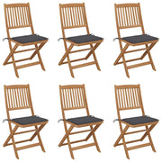 Sedie da Giardino Pieghevoli 6 pz con Cuscini Massello Acacia cod mxl 7766