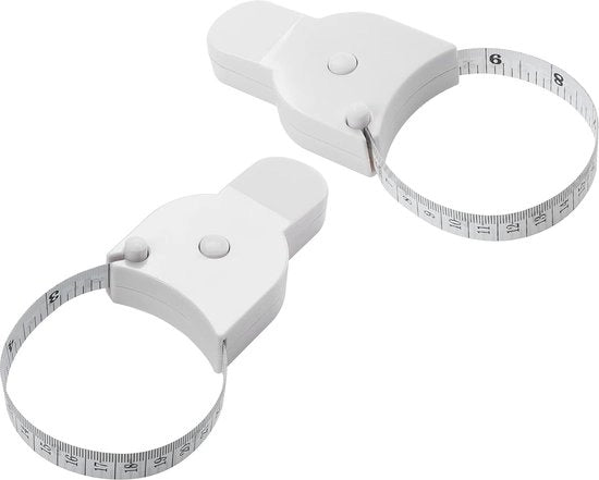 Misuratore estensibile 150 cm per misurazioni corporali - 2 pezzi di misuratore estensibile morbido per misurare la vita, il busto, le anche - Bianco