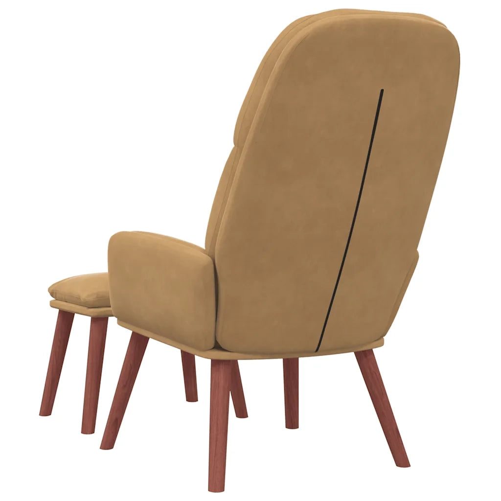 Poltrona Relax con Poggiapiedi Marrone in Velluto 3315124
