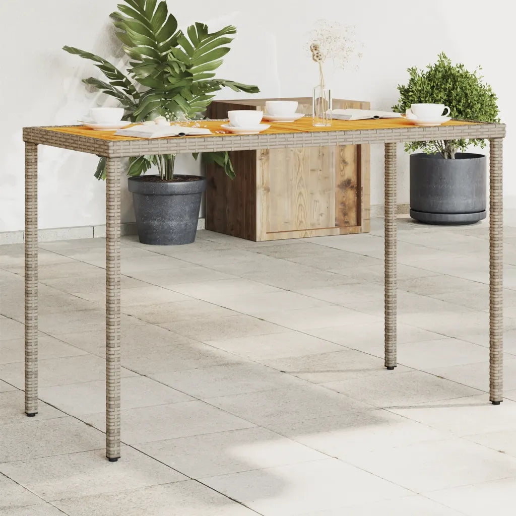 Tavolo Giardino | Tavolino da esterno Piano Legno Acacia Grigio 115x54x74 Polyrattan