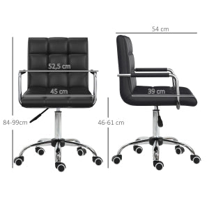 SEDIA UFFICIO Girevole Regolabile 46-61 cm Nero PVC con Braccioli