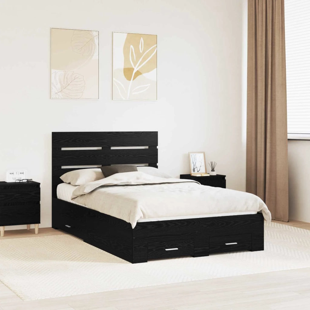 Struttura del letto Rovere Nero 120 x 190 cm Legno multistrato 3411997