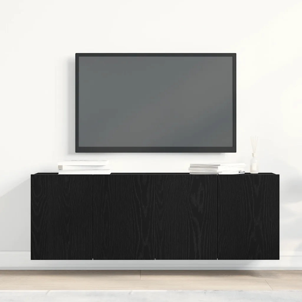 Mobili Porta TV 2 pz Rovere Nero 120x30x41 cm Legno di Argilla 862195