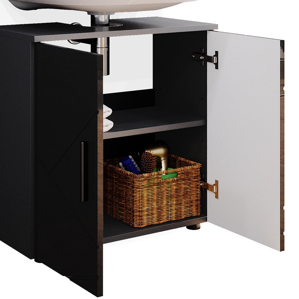 Vicco Set mobili bagno Antracite lucido 4 parti, con armadio alto