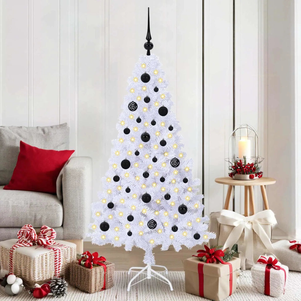 Albero di Natale | Decorazioni natalizie artificiale Bianco 150 cm PVC e Acciaio