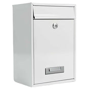 Cassetta delle lettere murale compatta in metallo con serratura a chiave 32x22x8,5 cm Bianco Avizar