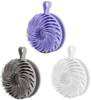 Set da bagno 3 in 1 con spazzole a setole doppie in silicone, spazzola per massaggi corpo morbida, esfolia la pelle delicata, igienico e sostenibile, universale, adatto per docce e bagni (grigio, bianco e viola).