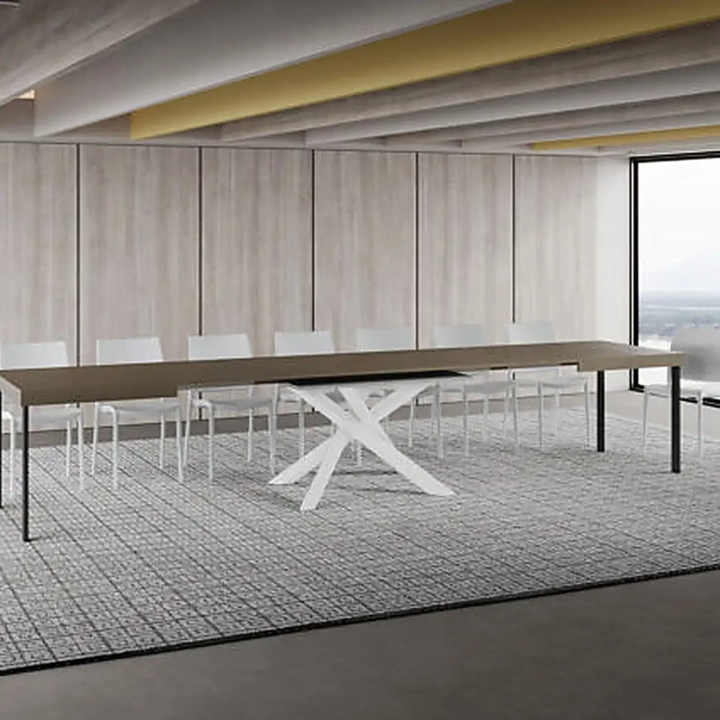 Tavolo allungabile 160/420x90 cm Volantis tortora gambe bianche