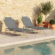 Set di 2 Lettini Prendisole Carcao con Schienali Reclinabili Sdraio Portatile - Grigio Scuro casa.pro