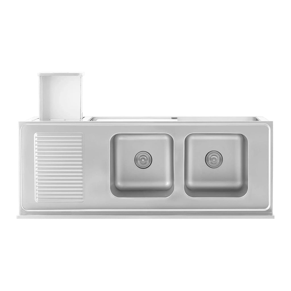 Lavello in acciaio inox su mobile 2 vasche in acciaio inox 400 x 400 x 300 mm modello professionale 14_0005017