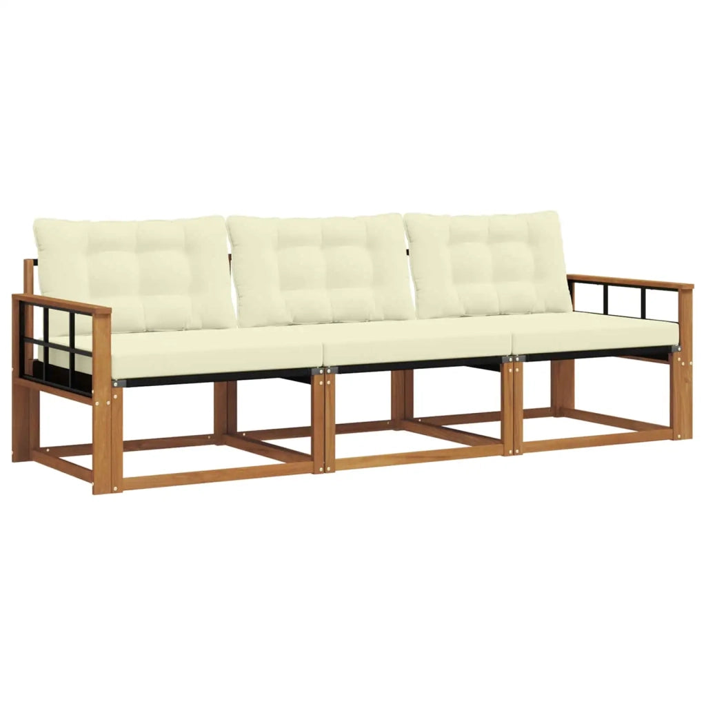 Set di divani da esterno con cuscino 3 pcs Naturale e Crema 3369149