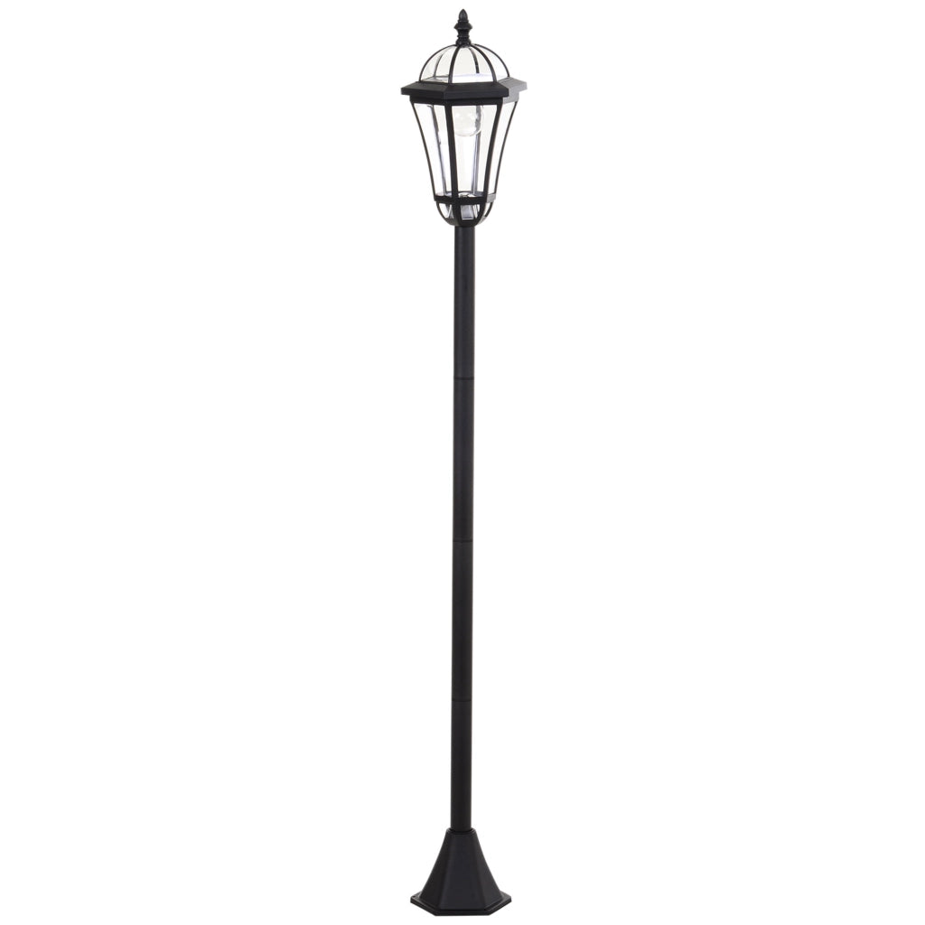 Coppia di lampade solari da esterno LED IP44, plastica nera, per giardino, cortile e vialetti