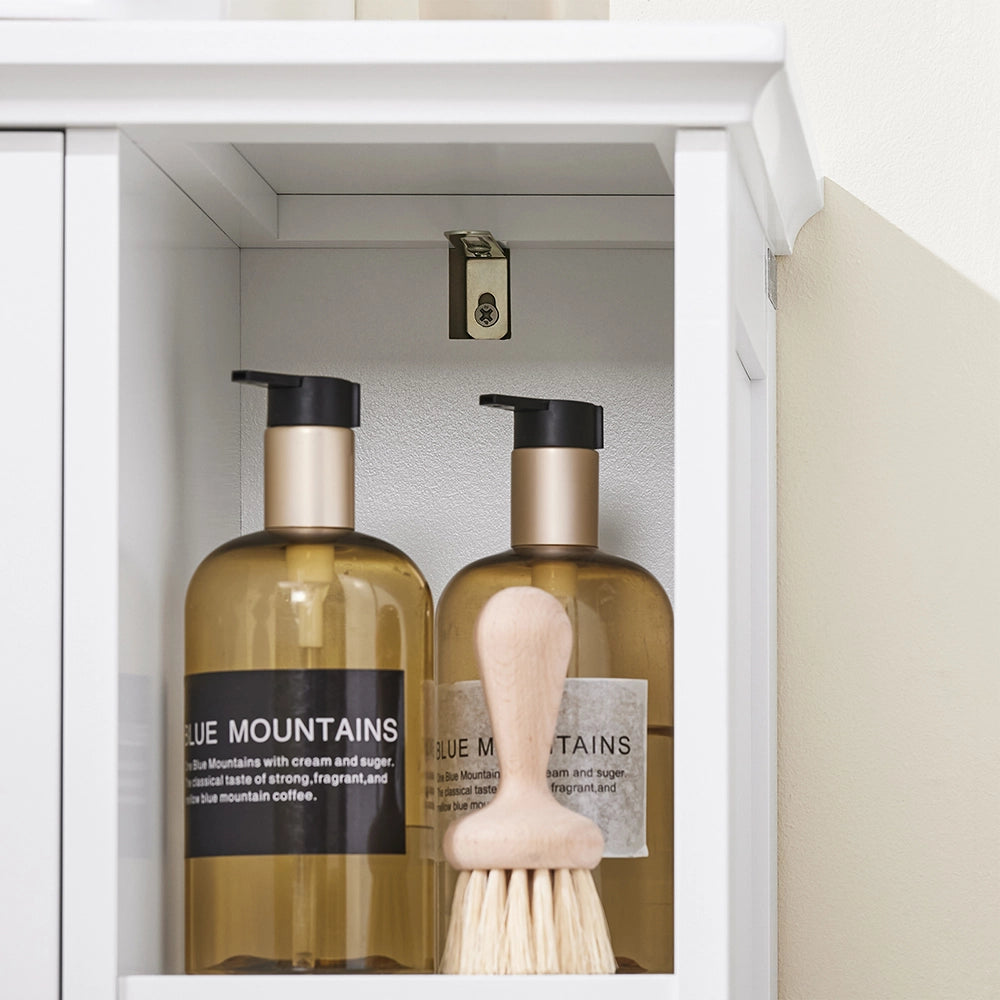 SoBuy Mobile Sottolavabo Bagno con 2 Ante e Ripiano Aperto – Mobiletto Bagno Sottolavabo in MDF E1, Ripiano Regolabile, Capacità 42kg – Mobili Salvaspazio 80x31,5x60,5cm BZR210-W