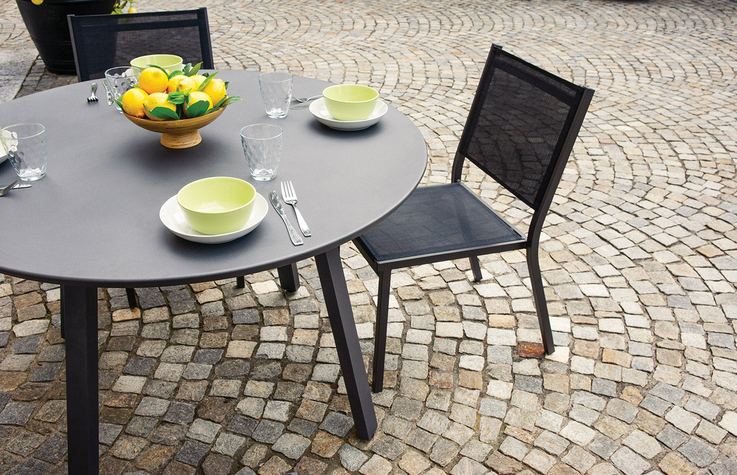 Tavolo da Giardino Ø120 cm Alberese in Alluminio Antracite