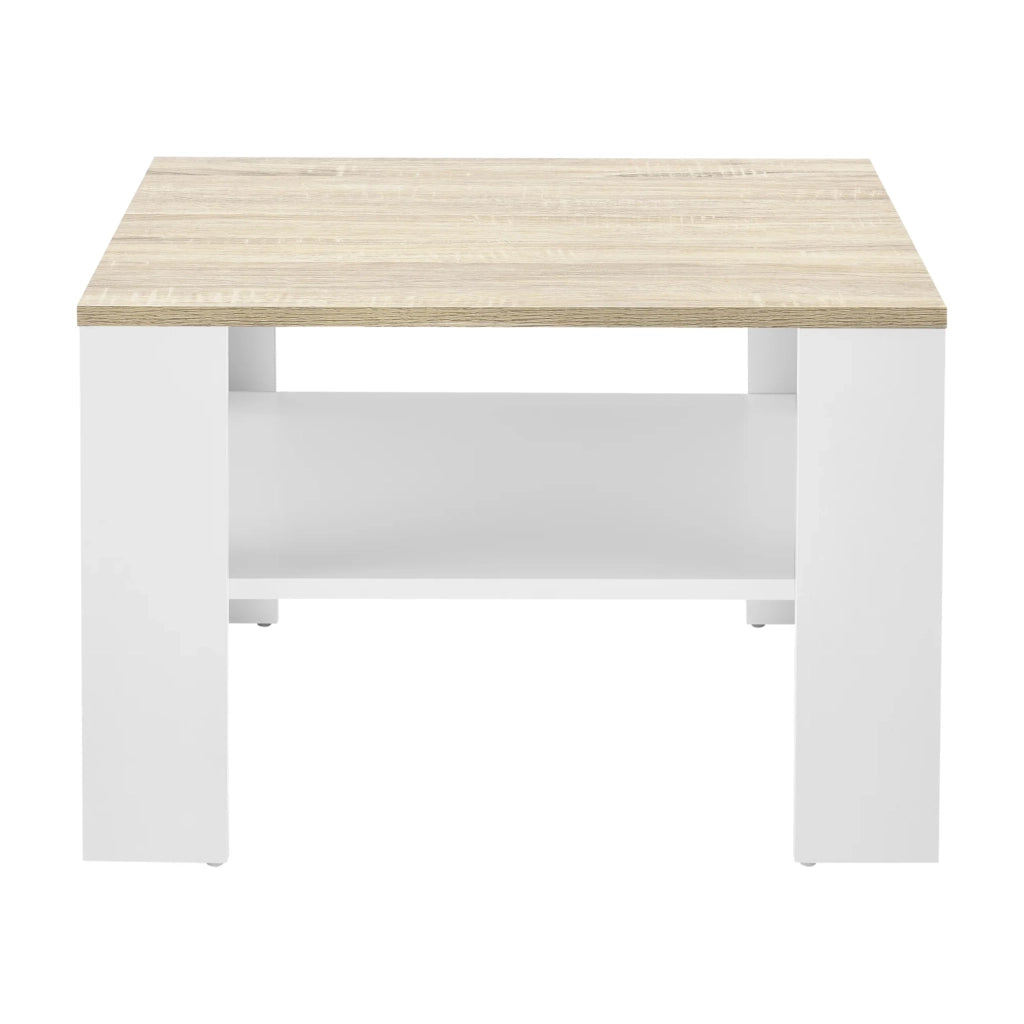 Tavolino da caffè 60 x 60 x 40 cm effetto bianco e rovere 03_0008432