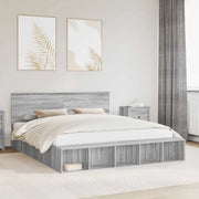 Struttura del letto con lo scaffale Grigio Sonoma 200 x 200 cm