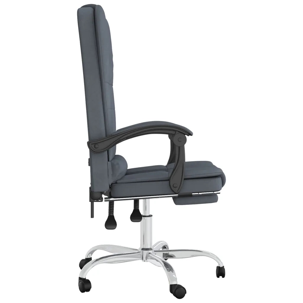 Sedia da Ufficio Massaggio Reclinabile Grigio Scuro in Velluto 349663