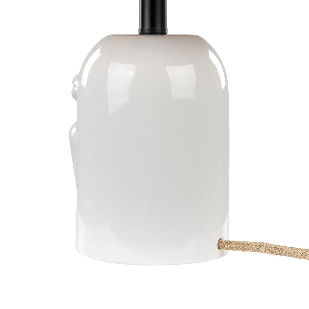 Lampada da tavolo Base in ceramica bianca Paralume in carta naturale Luce da comodino