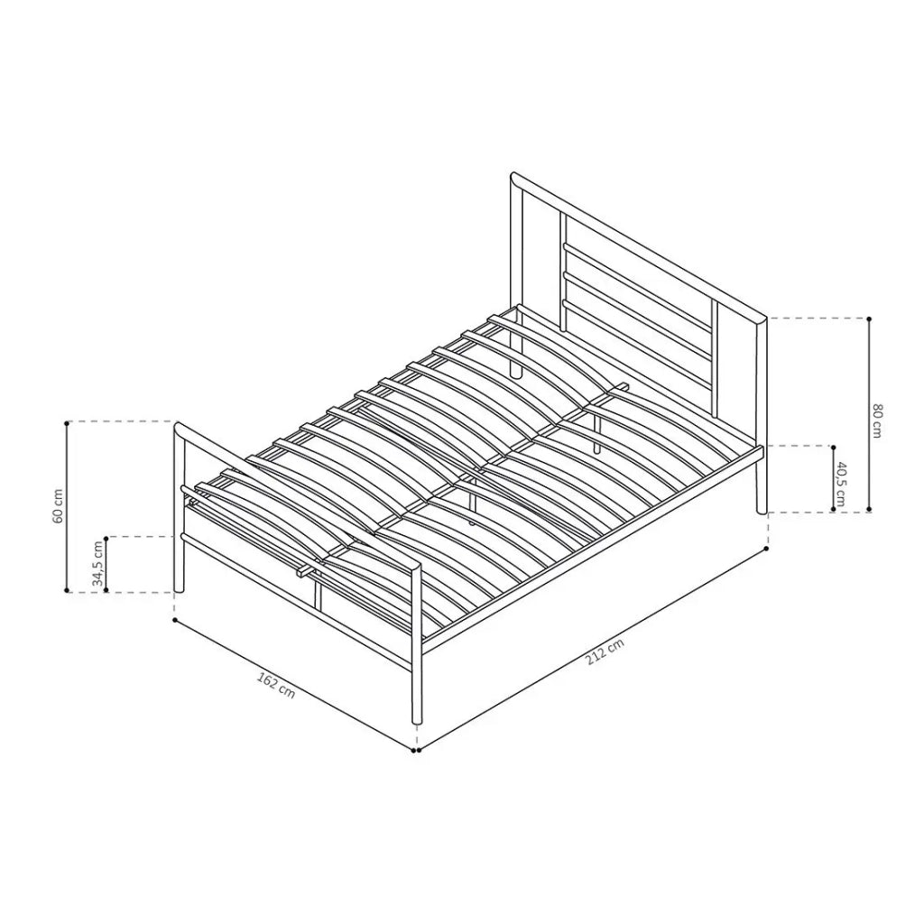 Letto ECHO – Letto matrimoniale in metallo 160x200 cm grigio lucido con rete inclusa
