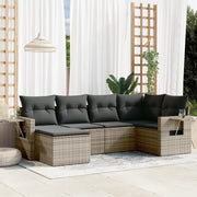 Set Divano da Giardino 6 pz con Cuscini Grigio in Polyrattan 3252797