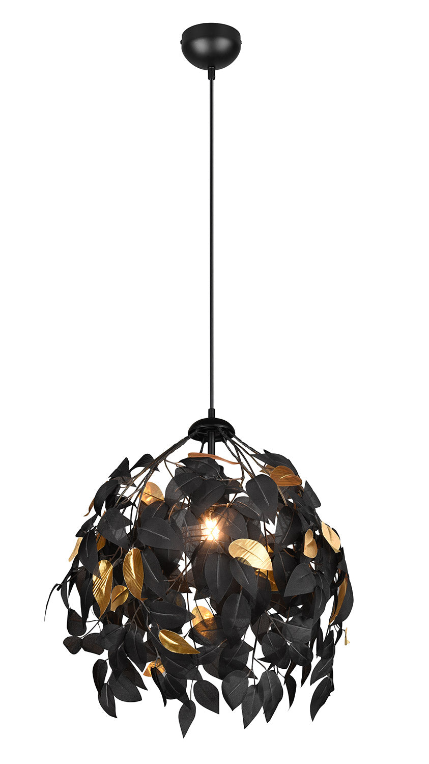 Lampada a Sospensione da Interno Attacco E27 in Metallo Nero Opaco