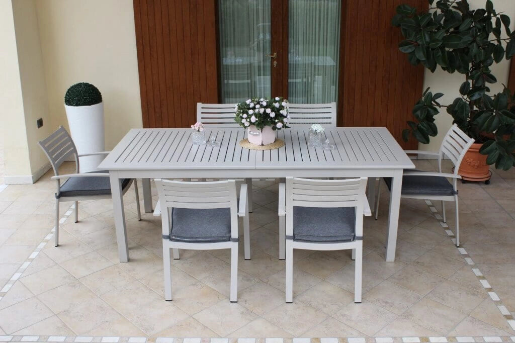 Tavolo Cuba Allungabile 220/280x100x75 h cm in Alluminio Tortora
