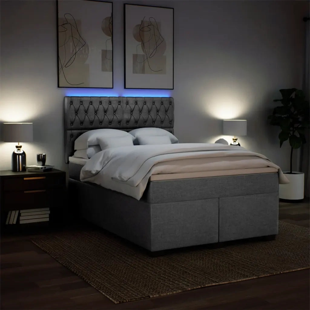 Giroletto a Molle con Materasso Grigio Chiaro 140x200cm Tessuto