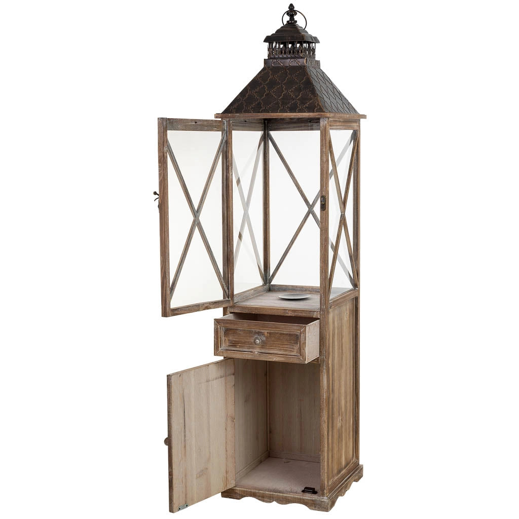 Lanterna in legno marrone 32x32x133h cm