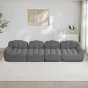 Divano angolare modulare senza struttura con seduta ampia e pile granulato grigio 366 × 104 × 79 cm
