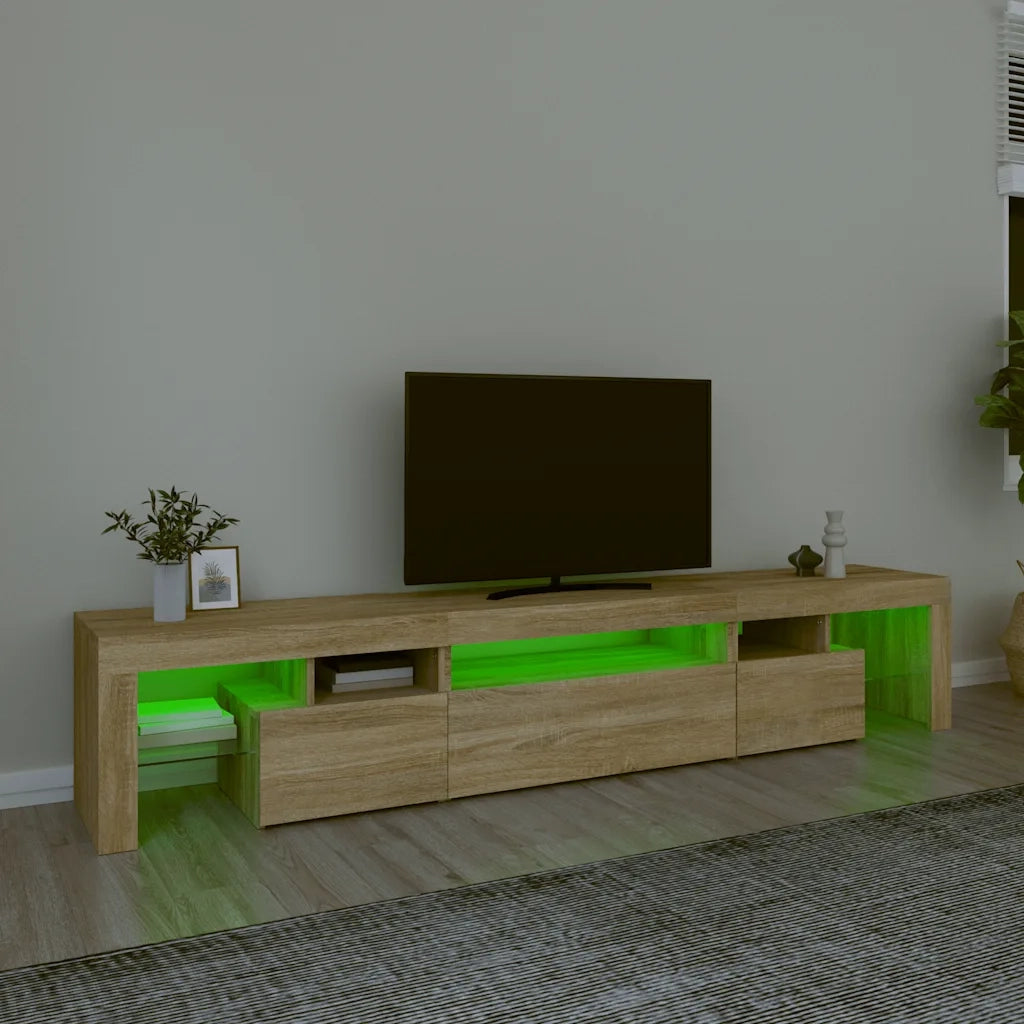 Mobile Porta TV con Luci LED Rovere Sonoma 215x36,5x40 cm 3152796